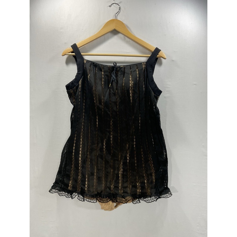 Vintage Cabana Fashions Black Lace Swimsuit Romper Size 42 Pin Up One Piece 50's